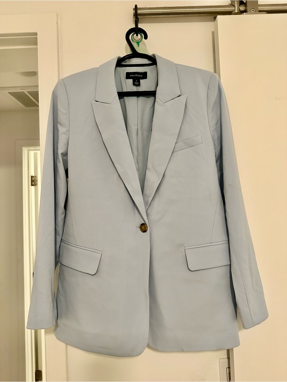 Halogen Light Blue Single-Button Tailored Blazer - Picture 4 of 6